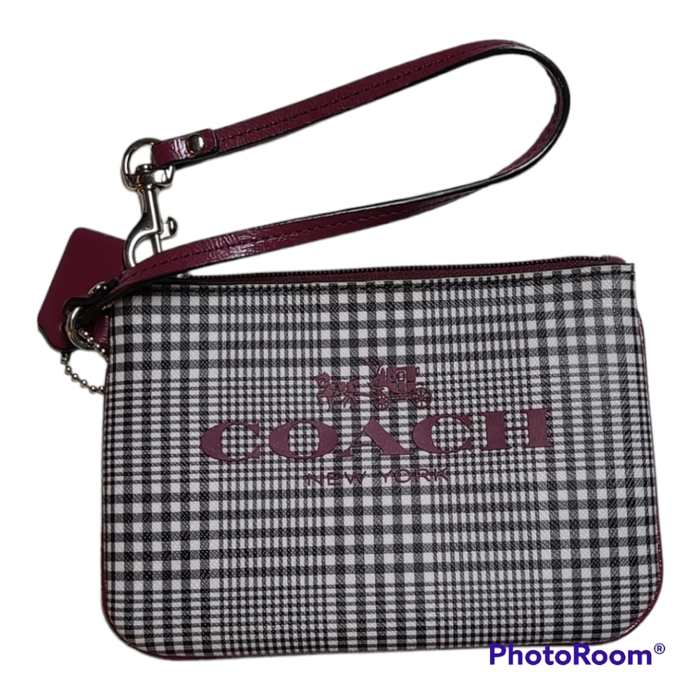 Coach Plaid Black/White Wristlet-EUC